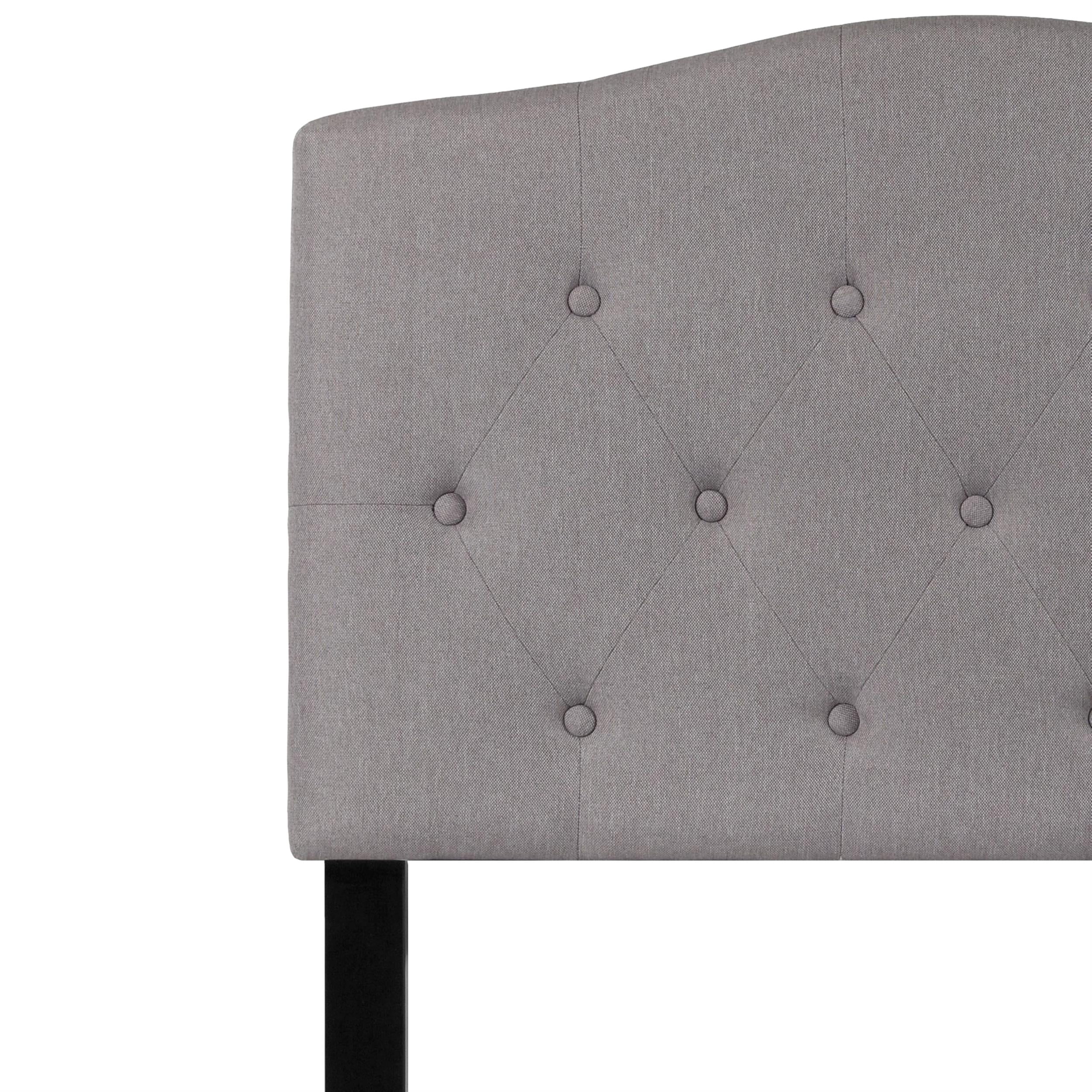 Bowery Hill Modern Tufted Twin Panel Headboard in Light Gray