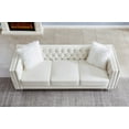 thumbnail image 2 of Gewnee Beige 3-Seater Velvet Accent Chair - Solid Eucalyptus Frame, Acrylic Crystal Legs, Removable Cushions & Pillows for Living Room/Bedroom, 2 of 10