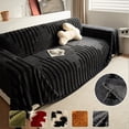 thumbnail image 3 of HUGNEO 71"x71" Chenille Sofa Cover, Non Slip Soft Tassel Couch Cover, Machine Washable Furniture Protector for Kids Pets, Dark Gray, 3 of 11