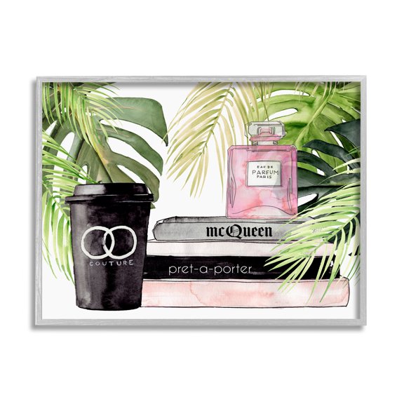 Stupell Indtries Fashion Forward Coffee Cup Perfume Bottle Glam Magazines,14 x 11,Design by Jennifer Paxton Parker