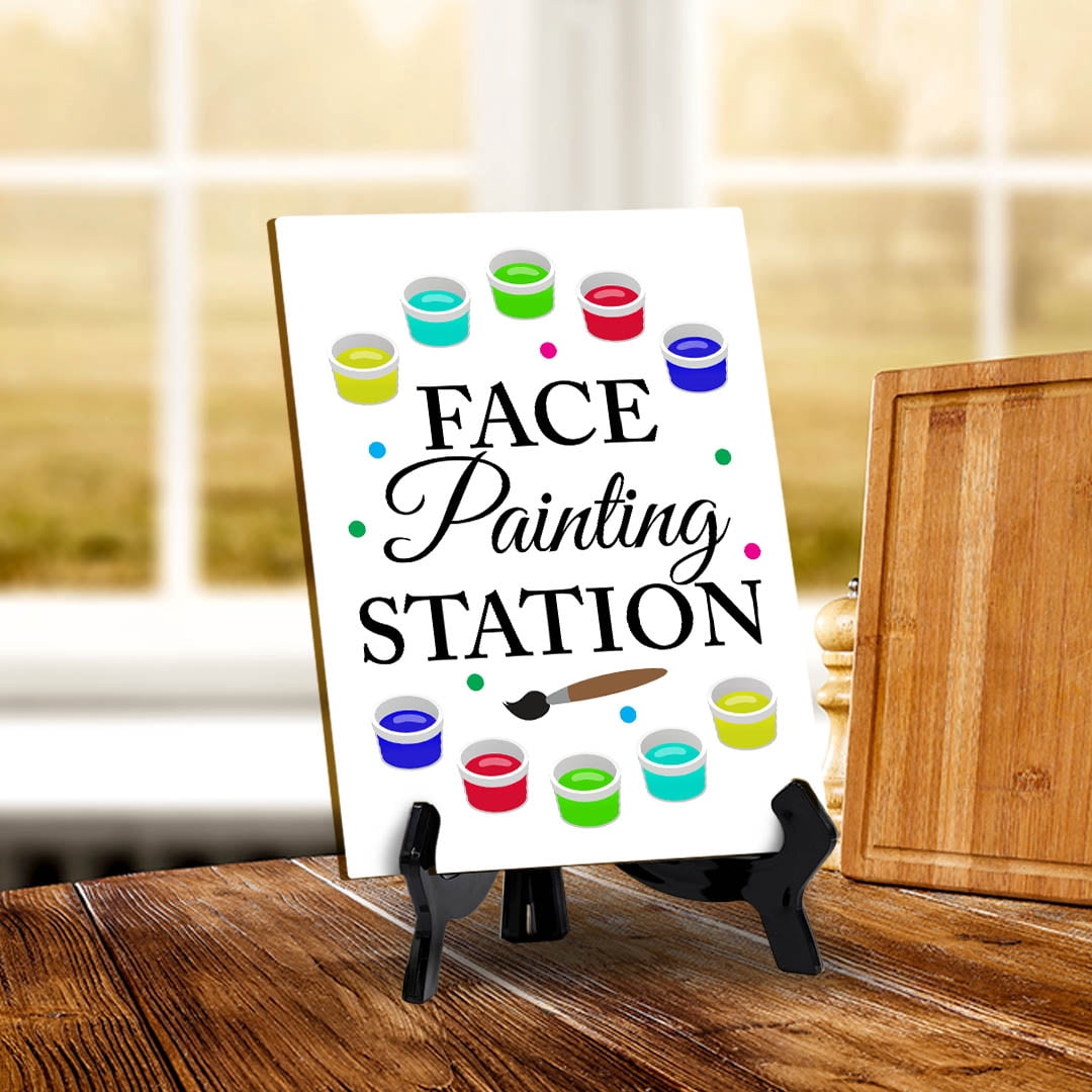 Signs ByLITA Gesichtsbemalungsstation Tischschild – 15,2 X 20,3 Cm, Mit Acryl-Staffelei