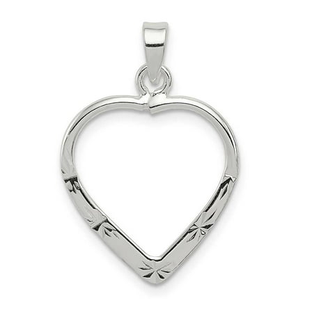 Sterling Silver Polished & Diamond Cut Heart Pendant