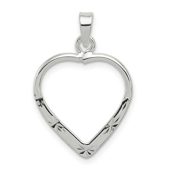 Sterling Silver Polished & Diamond Cut Heart Pendant