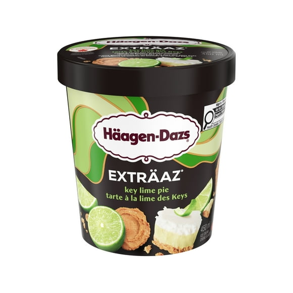 EXTRÄAZ Key Lime Pie Ice Cream, With Ripples Of Graham Cracker, Prepared In Canada With Canadian Dairy, No Artificial Colours Or Flavours, 450 mL