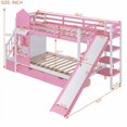 thumbnail image 3 of Cama de tipo castillo con estilo gemelo sobre gemelo, 2 cajones, 3 estantes y deslizador - Rosa, 3 of 4