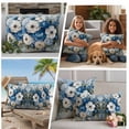 thumbnail image 5 of Hydrangeas Flower Outdoor Waterproof Pillow Covers, Blue White Floral Country Oil Painting Decorative Square Throw Pillowcase Sofa Cushion Sham for Patio/Couch/Chair, 24"x24" 2 Pack, 5 of 8