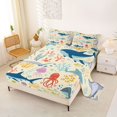 thumbnail image 2 of Manfei Cartoon Whale Shark King Sheets, Sea Coral Animal Bedding, Cream Blue, 4pcs, 1 Flat Sheet, 1 Fitted Sheet and 2 Pillowcases, 2 of 6