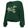 thumbnail image 2 of Women's Majestic Threads Jordan Love Green Green Bay Packers Name & Number Off-Shoulder Script Cropped Long Sleeve, 2 of 3