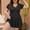 Black, variant on Plus Size Tankinis for Women 2 Piece Swimsuit Set Beach Summer Modest Casual Bathing Suits Fashion Printed V Neck Ruffle Hem Short Sleeve Dress Swimwear with Short