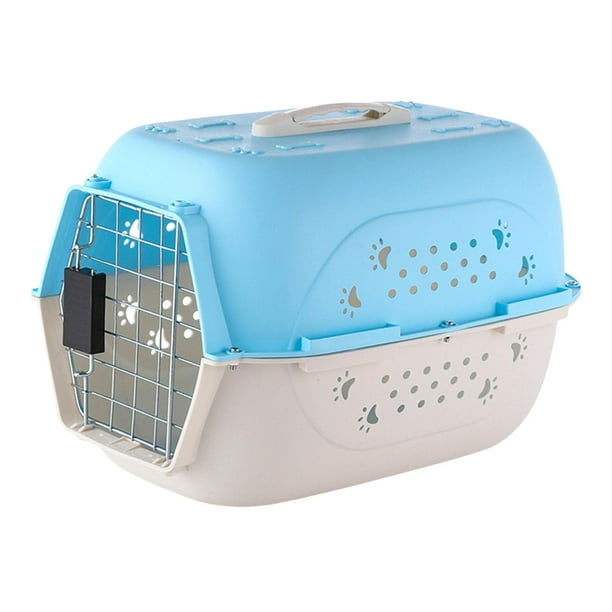 Caja de jaula portátil para gatos Paquete de suministros para mascotas Cápsulas de nido Perrera Transpirable Duro 475x33x31cm Azul Jinwen Jaula de transporte