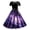 Dark Purple, variant on Women's Sun Moon Star Galaxy A-Line Dress Short Sleeve High Waisted Belted Midi Dress (Light Blue, S)