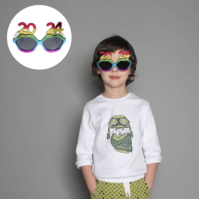OULII Multi Color New Year Glasses Lightweight Plastic Party Eyeglasses Props for Festive Decor