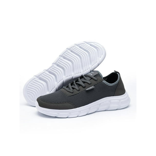 Oucaili Zapatillas extra anchas para hombre para caminar correr antideslizantes con cordones deportivas informales deportivas