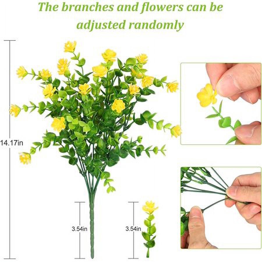 ZOELNIC 20 Bundles Artificial Flowers Outdoor Fake Flowers for Home Decoration, UV Resistant Faux Plastic Greenery Shrubs Plants for Hanging Garden Porch Window Box Décor in Bulk Wholesale, 5 Colors