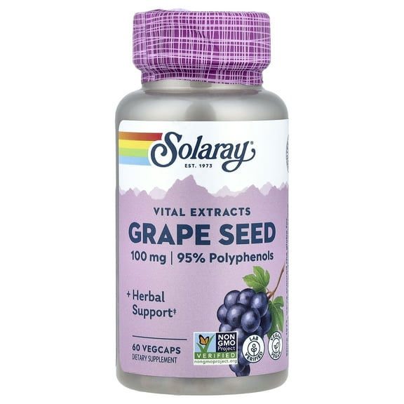 Solaray Grape Seed Extract 100 mg Plus Bioflavonoid Complex | Healthy Cardiovascular & Blood Vessel Support | 60 VegCaps