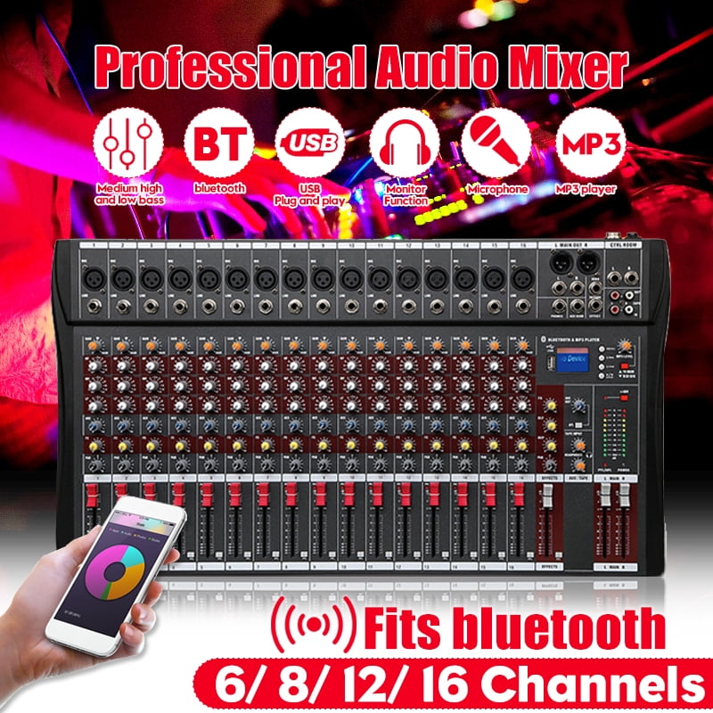6/8/12 Channels Professional Studio Mixer bluetooth USB DJ Sound Mixing Console 48V Phantom Powers Monitor Amplifier ,Easy to Operate