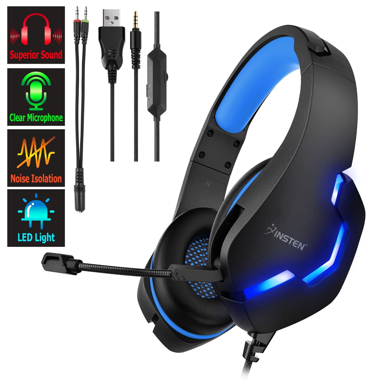 Black Wired Gaming Headset Game Headphone Microphone Headband with Mic Stereo Bass 3.5mm for PC Computer Playstation 4 PS4 
