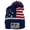 Navy/Beige - Beige Patch, variant on USA Cuffed Beanie W/Laser Engraved US Flag & Skier Leatherette Patch - Navy/Beige - Beige Patch
