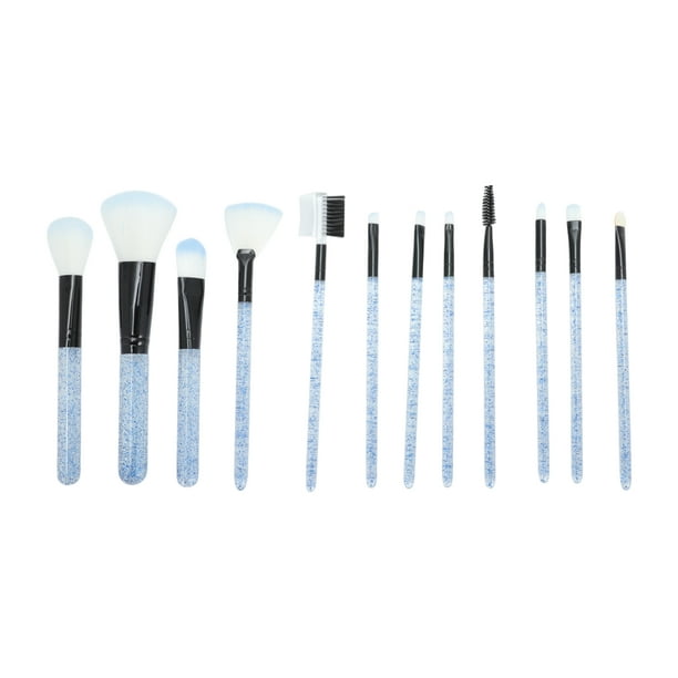 Conjunto de brochas de maquillaje de 12 piezas Unique Bargains para baño, mango de plástico azul, pelo de nylon