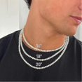 thumbnail image 1 of Collar de perlas para hombre Yashi hecho a mano 40 cm perla simulada acero inoxidable, 1 of 3