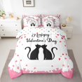 thumbnail image 2 of Homewish Romantic Valentine 7 Pieces Bedding Comforter Set,Kawaii Cat Kitten Silhouette Full Bedding Set,Pink Loves Pattern Fitted Sheet Flat Sheet For Girls Kids,Breathable Home Decor Reversible, 2 of 8