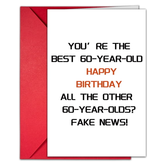 Funny 60th Birthday Card – Best 60-Year-Old Happy Birthday Design – Blank Inside – Includes Red Envelope – Perfect for Celebrating Milestone Birthdays