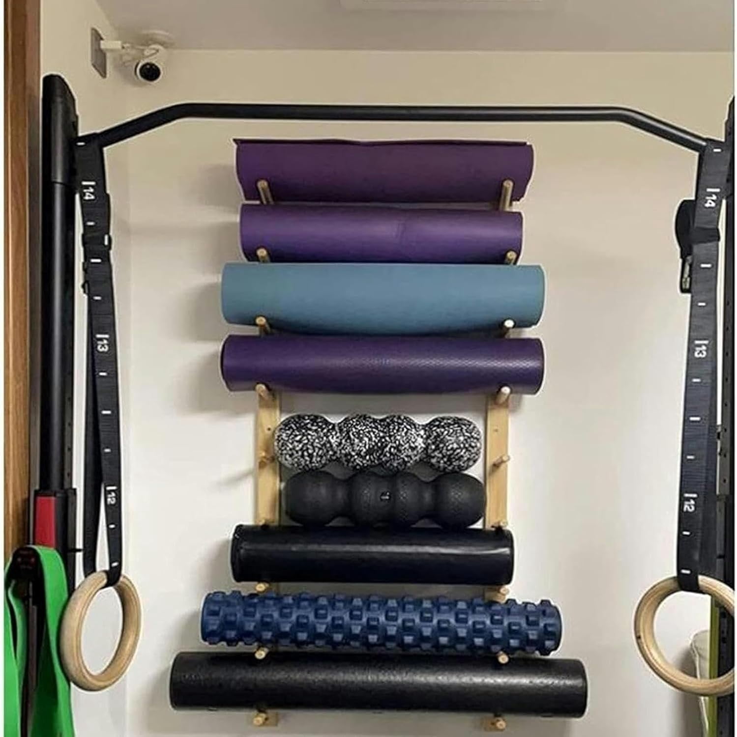 Home Gym Storage Rack - Yoga Mat Storage Rack - Multipurpose Workout Equipment Storage Organizer Holder For Dumbbells, Kettlebells, Roller