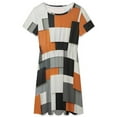 thumbnail image 3 of Orange White Black Grey Geometric Square Women's Dress Short Sleeve Summer Sundress Summer Women Clothes, 3 of 7