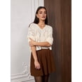 thumbnail image 5 of Women'S Light-Weight Crochet Cropped Cardigan V Neck Long Sleeve Button Up Shrug Sweater Milky White L, 5 of 9