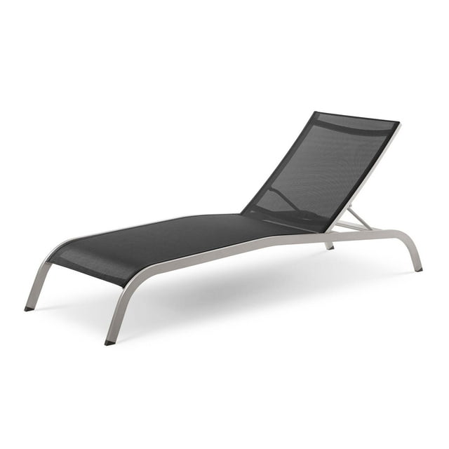 Contemporary Modern Urban Designer Outdoor Patio Balcony Garden Furniture Lounge Lounge Chair, Aluminum, Black
