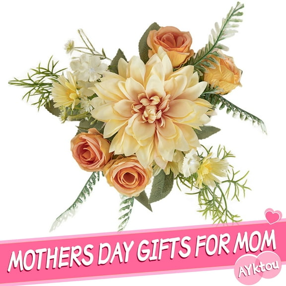 AYktou Artificial Rose Flower Bouquet Fake Rose Stems for Wedding Arrangement, Silk Hydrangea Bouquet Decor Plastic Sunflowers Flower Bridal Bouquet, Flower Centerpieces for Tables