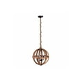 thumbnail image 3 of Benzara BM154663 Wood Cutout Sphere Chandelier with Rope Hanger, Brown, 3 of 4