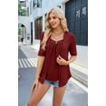 thumbnail image 4 of Blusa Tipo Túnica de Dos Piezas con Cuello Cuadrado, Botones y Patchwork, 3/4, Color Vino Tinto XL, 4 of 8