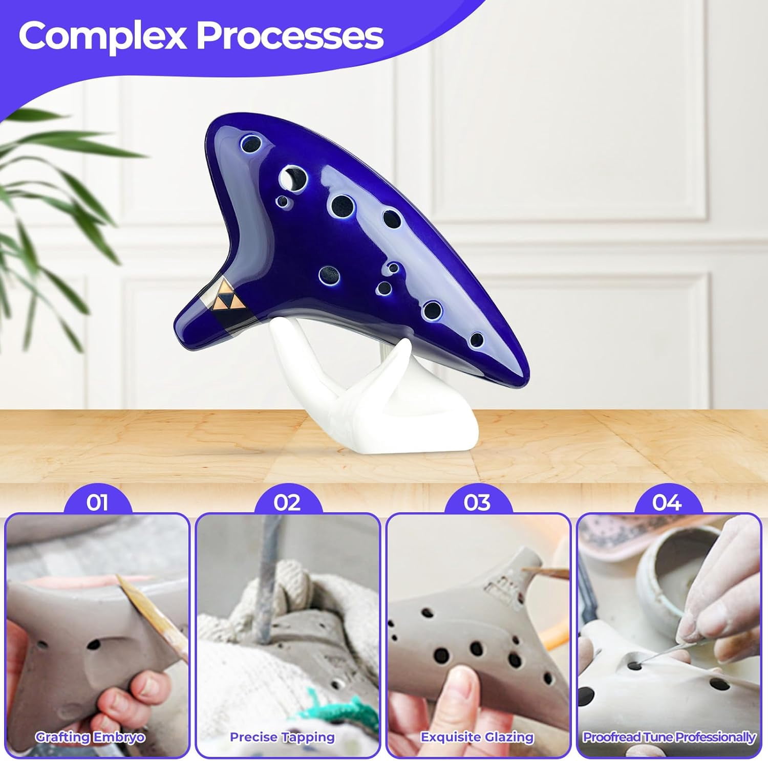 Hisekaai Ocarina 12 Hole Alto C Ceramic Zelda Beginner with Songbook, 1 Pack