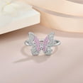 thumbnail image 5 of YIFSIY Butterfly Rings for Women 925 Sterling Silver Pink Tourmaline Cubic Zirconia Statement Ring Engagement Wedding Bands Anniversary Jewerly Size 7, 5 of 7