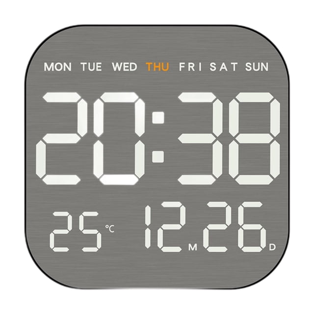 Reloj de pared digital, reloj de escritorio, versátil, configuración de alarma, reloj despertador, visualización de fecha de la semana para Concha negra