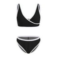 thumbnail image 6 of Xudanell Bikini Set for Women Two Piece Swimsuit V Neck Triangle Top Wide Straps Cross Back Lace up Mid Rise Sexy Swimwear (Black,M), 6 of 9