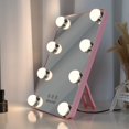 thumbnail image 2 of Miroir de Vanité avec Lumières, Écran Tactile LED Miroir de Maquillage Luminosité Réglable, 3 Modes d'Éclairage Couleur avec Support Portable Miroir Rose..., 2 of 8
