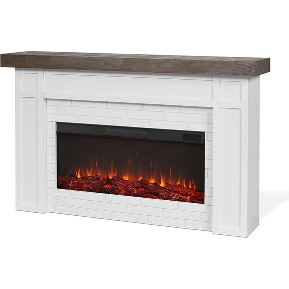 Real Flame Cravenhall 64" Landscape Electric Fireplace in White