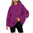 thumbnail image 2 of Women's Oversized Hoodie Winter Trendy Solid Color Pullover Thermal Casual Shirt Long Sleeve Hooded Sweatshirt (XL, Hot Pink), 2 of 7
