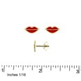 thumbnail image 2 of 18K Solid Yellow Gold Red Enamel Lips Post Earrings, 2 of 3