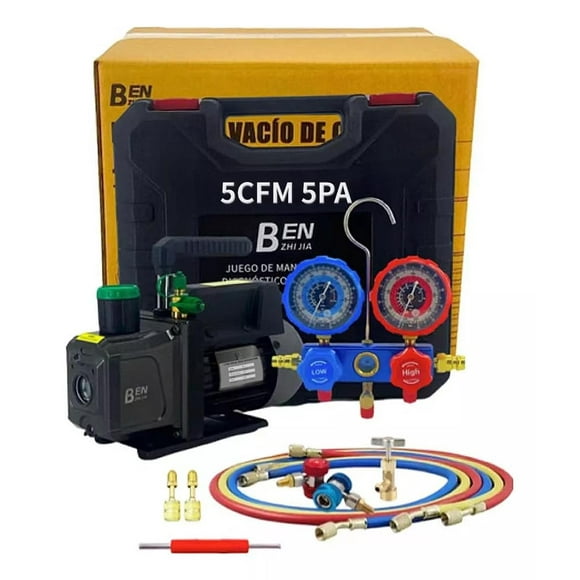 Bomba De Vacío FIXITFAST 5cfm 1/3hp Manómetro R134a R22 R410a R404a Kit de Refrigeración de Colector