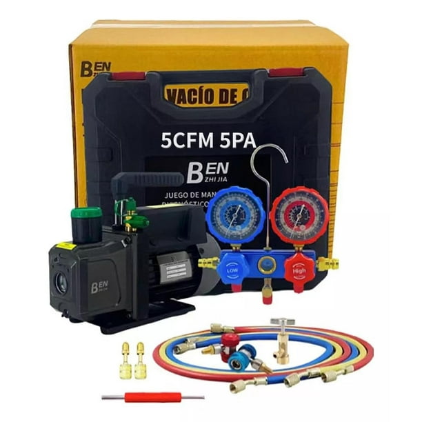 Bomba De Vacío FIXITFAST 5cfm 1/3hp Manómetro R134a R22 R410a R404a Kit de Refrigeración de Colector