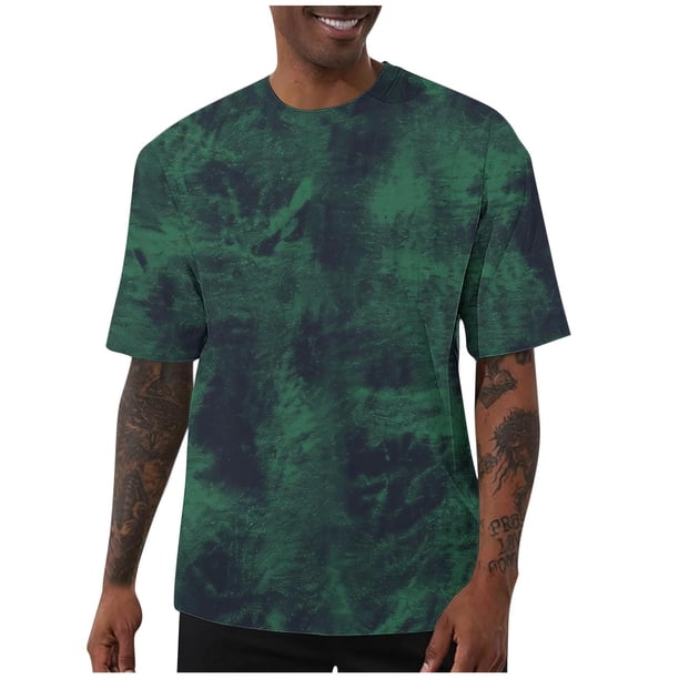 Casual Suelto Elástico de Manga Corta de los Hombres Blusa, Cuello Redondo de Color Sólido Top Deportivo para Gimnasio Y Actividades Al Aire Libre