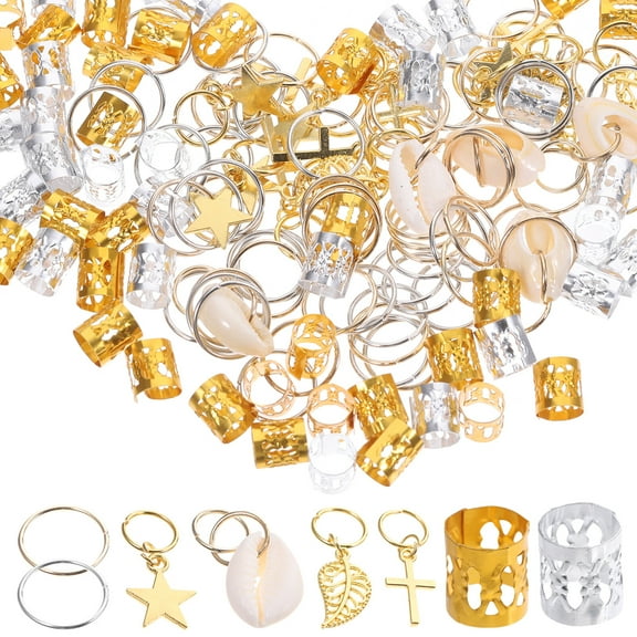 140 Pcs Dreadlock Hair Ring Charms Braids Accessories Jewelry to Weave for Woman