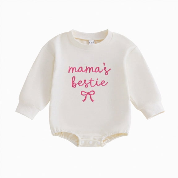 Xyant Mama's Bestie Matching Outfit Newborn Baby Girl Long Sleeve Romper Infant Girl Pullover Sweatshirt Top,Size 6-12 Months