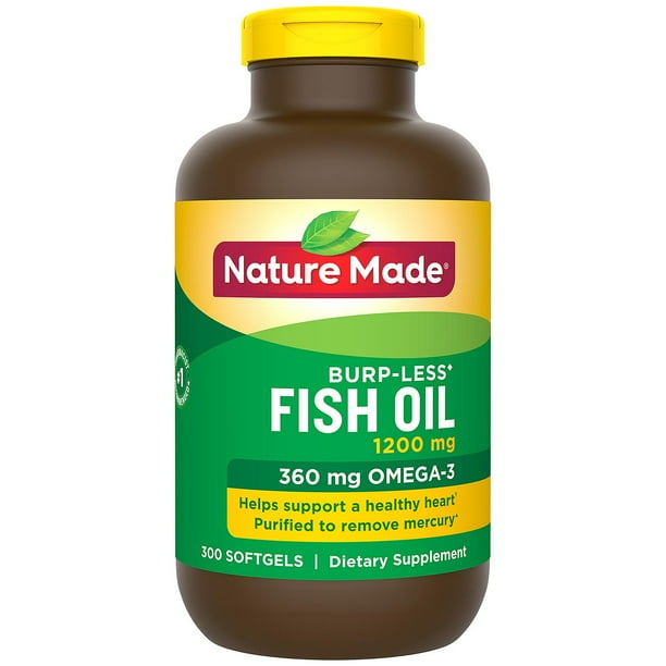Nature Made BurpLess Fish Oil 1,200 mg Softgels for Heart Health (300