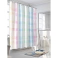 thumbnail image 3 of Blue Pink Plaid Standard Shower Curtain Set, Waterproof Shower Curtains for Bathroom, Pastel Green White Buffalo Patchwork Washable Fabric Cloth Bath Curtain for Bathtub with Hooks 72x72 Inches, 3 of 6