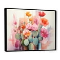 thumbnail image 2 of Designart "Pink Green Cactus Representation Colorfuled Acrylic II" Floral Floater Framed Canvas Wall Art, 2 of 7