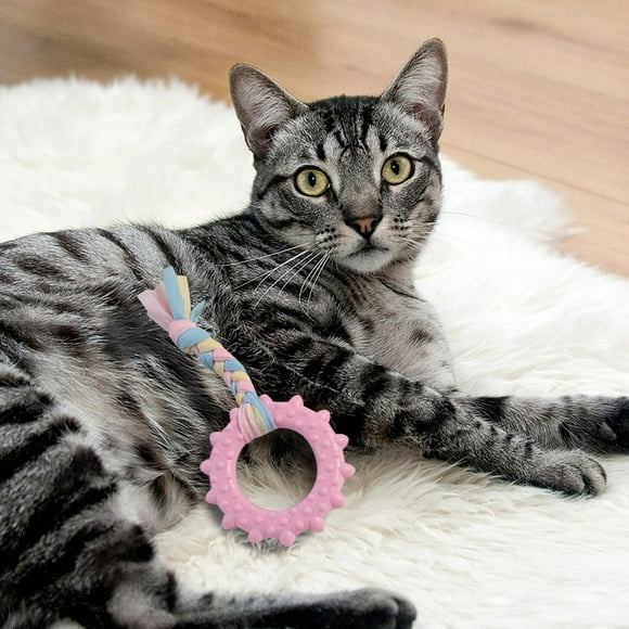 Juguete masticable de plástico resistente con forma de hueso para perros que muerden con fuerza; para cachorros en fase de dentición; limpieza dental interactiva